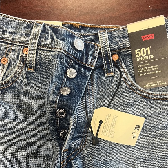 Levi's Blue Denim Button-Fly Shorts - Picture 5 of 5